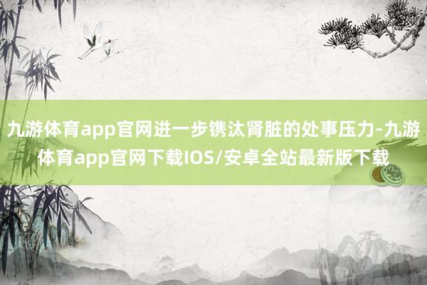 九游体育app官网进一步镌汰肾脏的处事压力-九游体育app官网下载IOS/安卓全站最新版下载